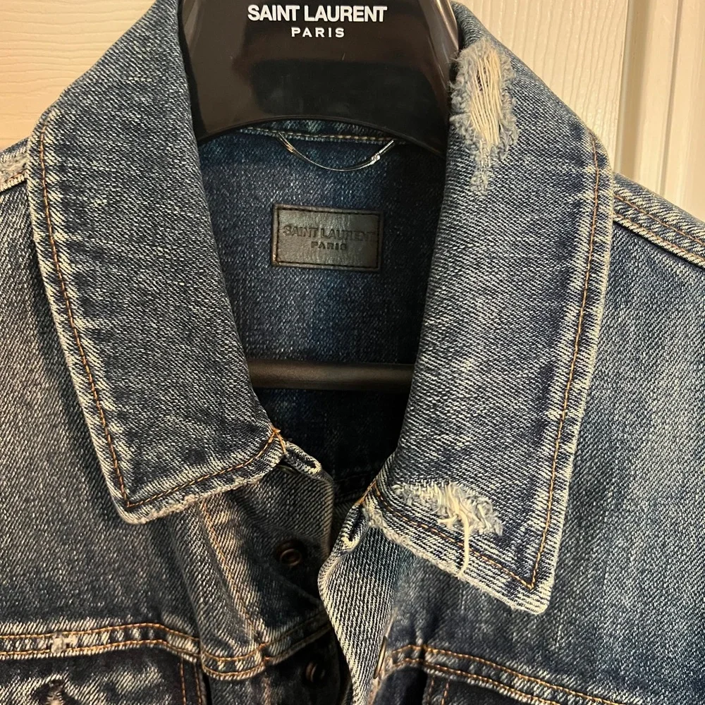 Saint Laurent Classic Distressed Denim Jacket with Snap closer size XL - Picture 5 of 5